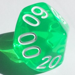 D10Dice - Dé D10 vert transparent  22mm