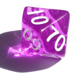 D10Dice - Dé D10 violet transparent  22mm