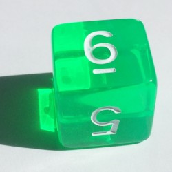 D6 Dice - Dé D6 vert transparent  22mm